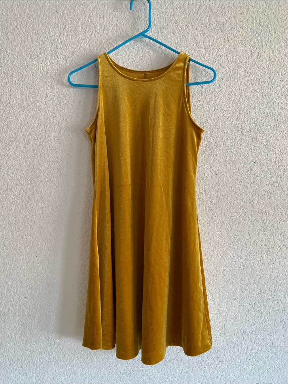 Sleeveless Mustard Velvet Swing Dress